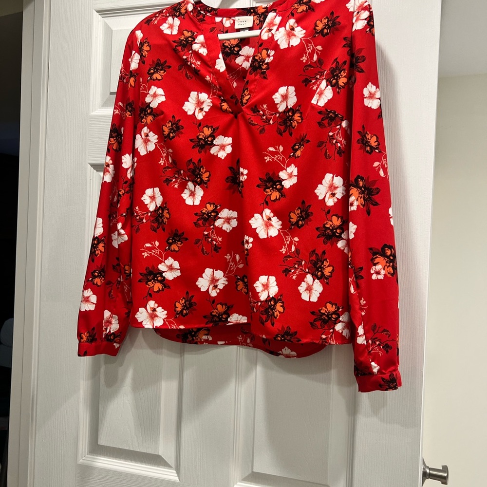 A New Day Red Long Sleeve Blouse
